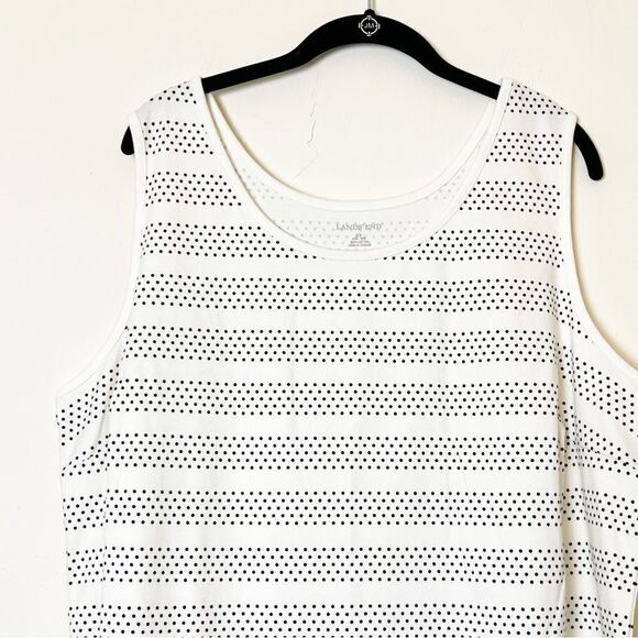 Land’s End Plus Size Vertical Polka Dot Knit Tank, Size 3X Black/White - Picture 2 of 8